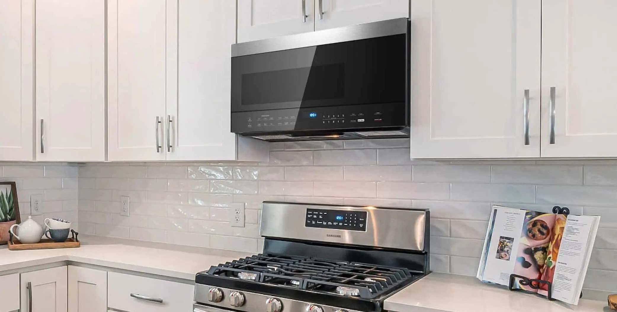 Over-the-range microwave above a gas range